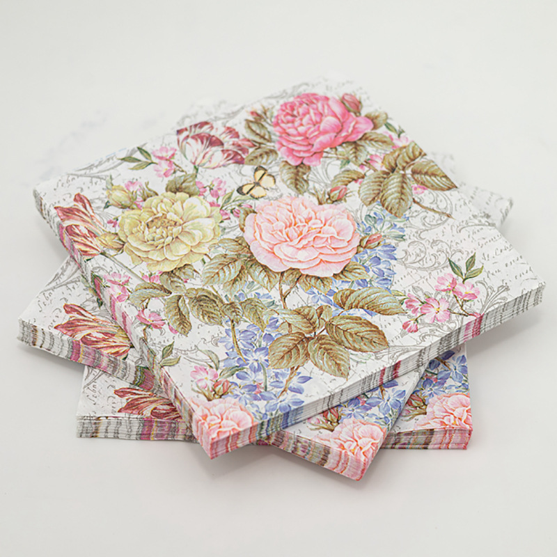 【 In Stock 】 New colored printed napkins, flower and plant facial tissues, party tissues are selling well on AliExpress Cross-border