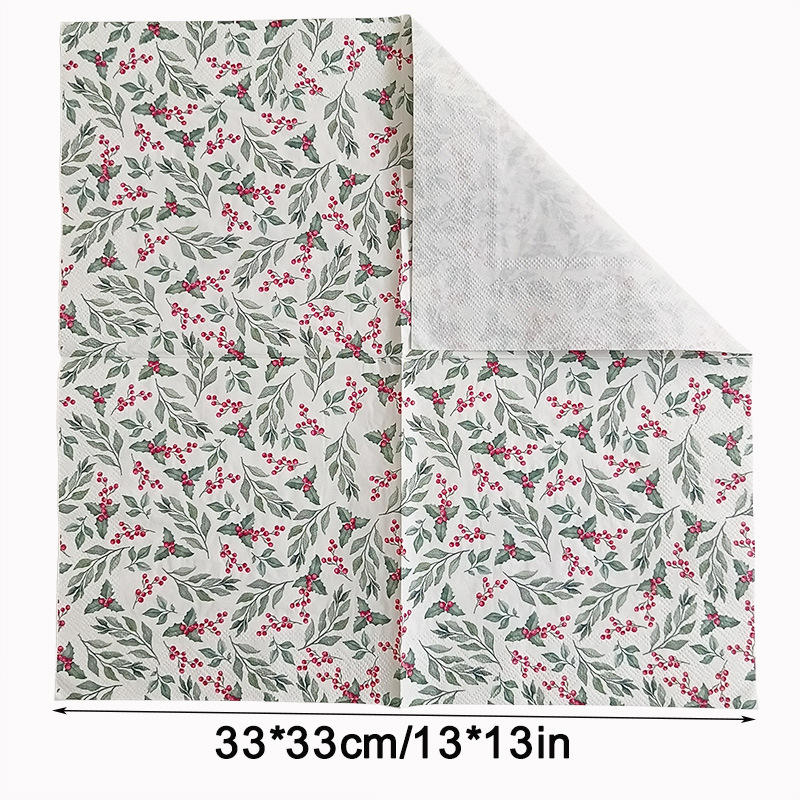 Factory wholesale cross-border in-stock colored flower and plant tissues, printed napkins, disposable paper, Western food party tissues Specification image