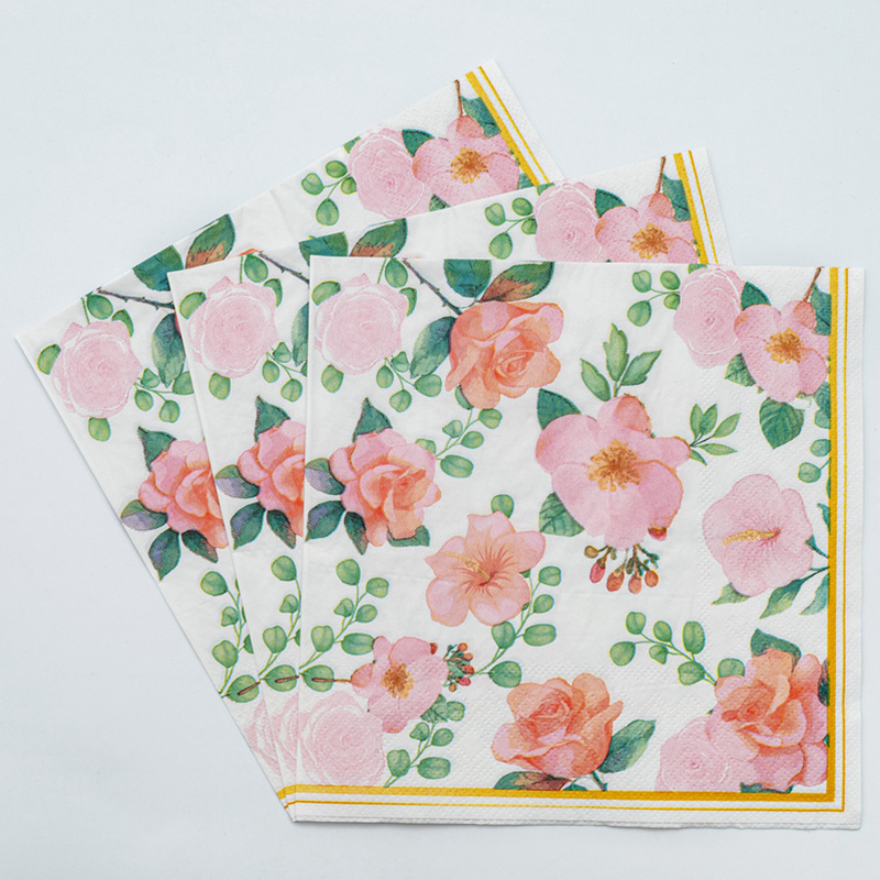 Factory wholesale stock of colored flower, plant and animal tissues, printed napkins, disposable paper, Western food party tissues Application Scenario