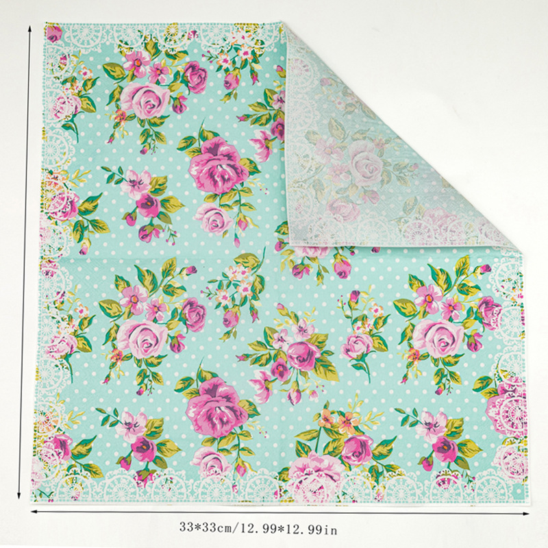 【 In Stock 】 New colored printed napkins, flower and plant facial tissues, party paper products are selling well on AliExpress Cross-border Specification image