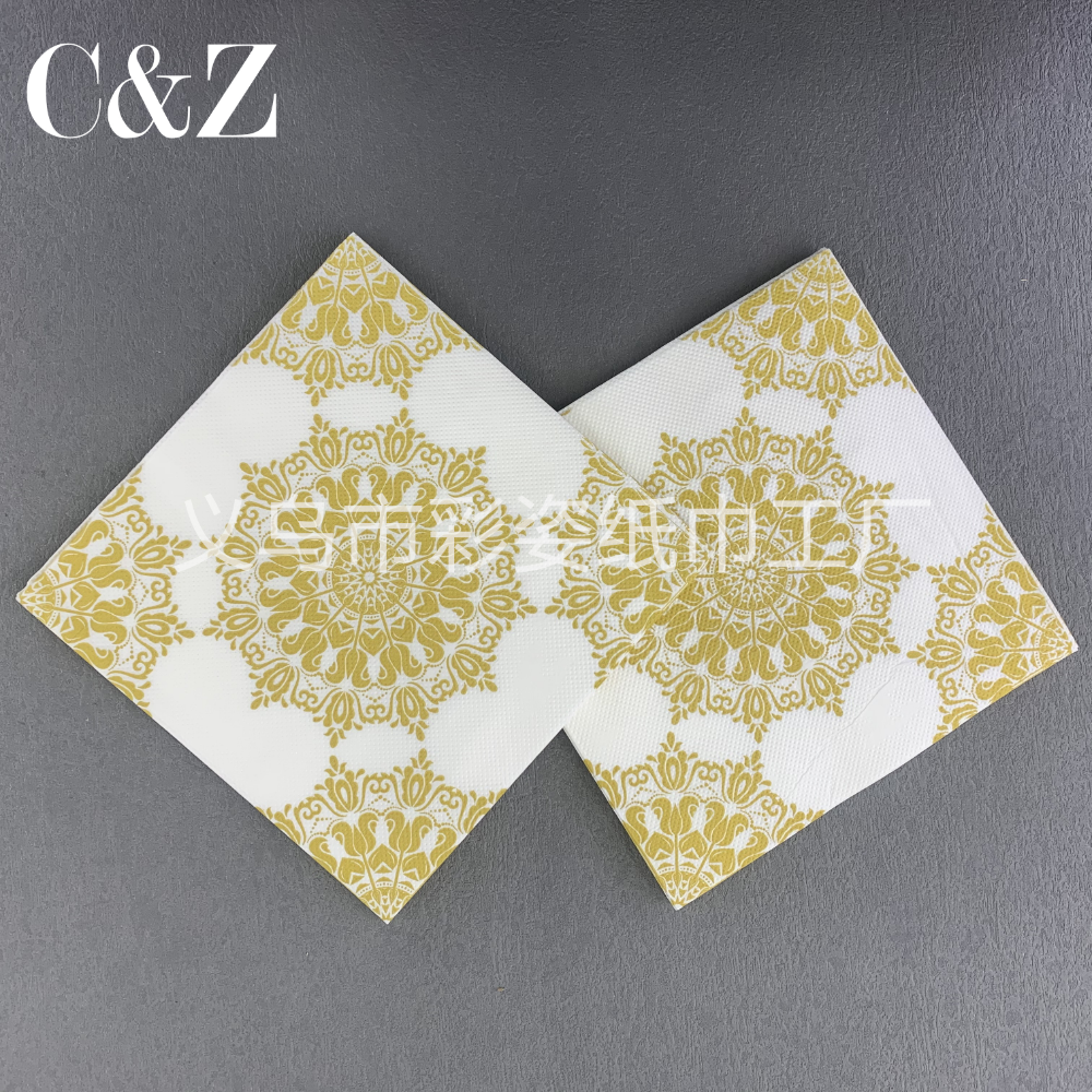Gold and Silver Black Flower series napkins, tissues, printed napkins, square towels, double-layer tissues, factory direct sales details Picture