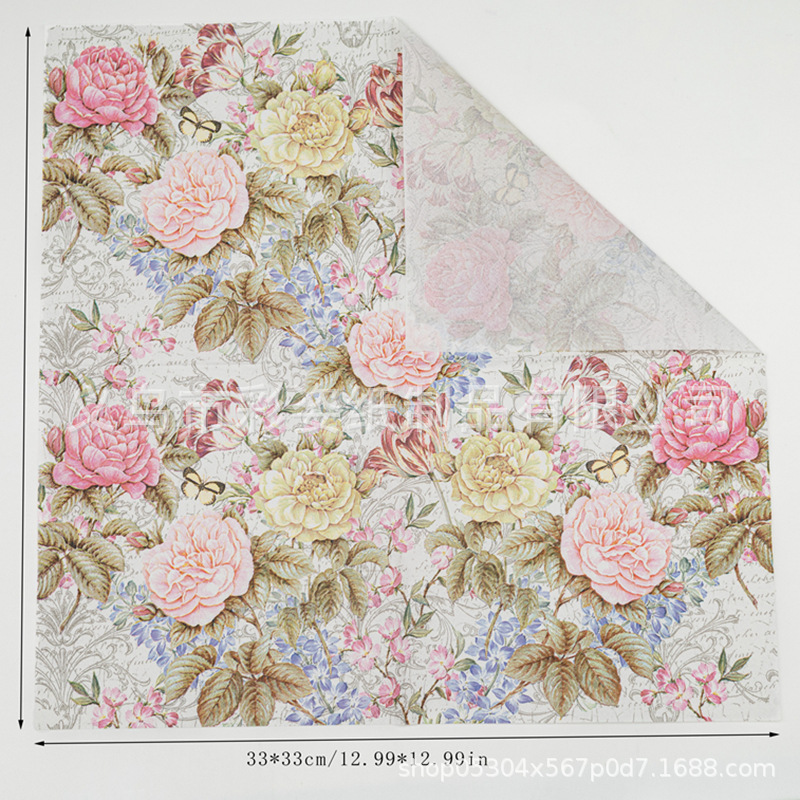 In-stock Valentine's printed tissues, festival party and gathering decoration, party supplies, disposable rose printed napkins Specification image