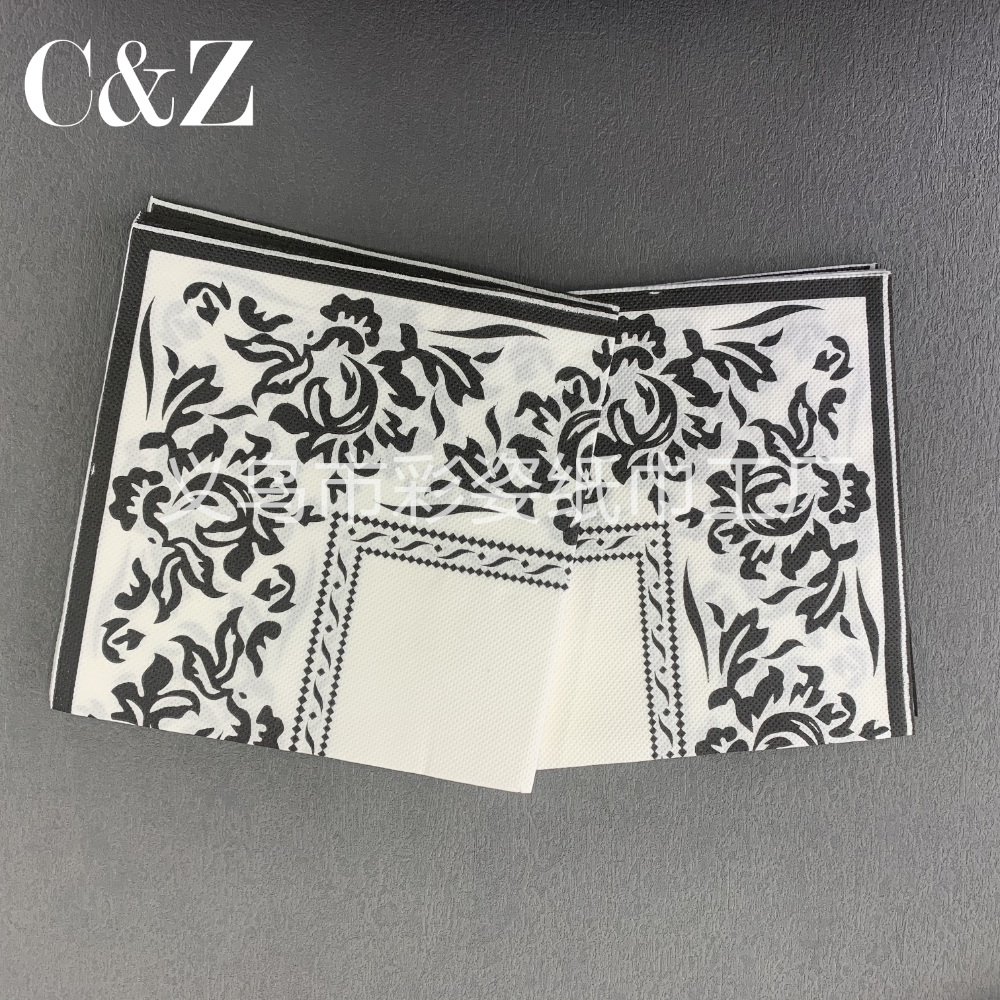 Gold and Silver Black Flower series napkins, tissues, printed napkins, square towels, double-layer tissues, factory direct sales Item Picture