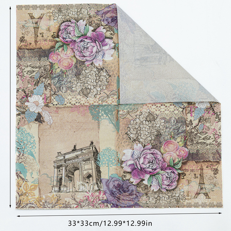 【 In Stock 】 New colored printed napkins, flower and plant facial tissues, party tissues are selling well on AliExpress Cross-border Specification image