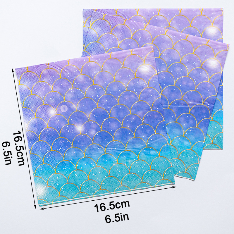 In-stock cross-border fish-patterned tissues, party tissues, napkins, party atmosphere tissues, flower and plant restaurant square tissues details Picture