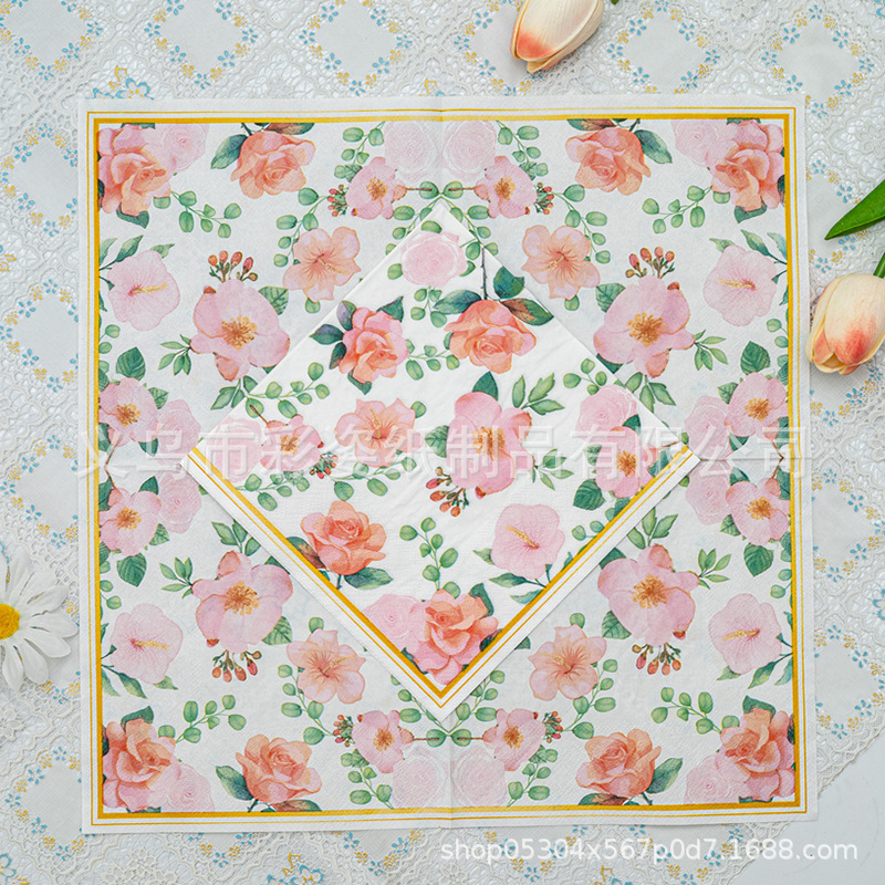 Wholesale of cross-border pure wood pulp single-sided printed napkins, party supplies, and color-printed napkins