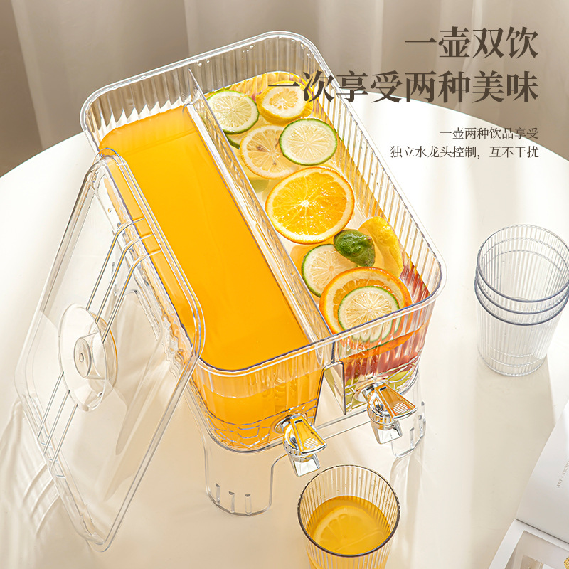 酒店餐厅冷凉水壶带龙头家用大容量塑料PET杯冰箱饮料桶防摔扎壶