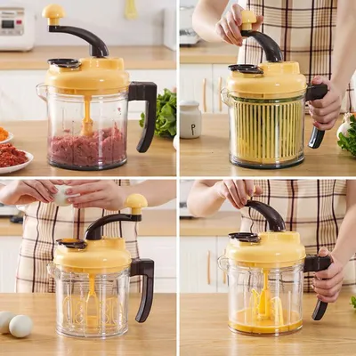 Multi-functional meat grinder, hand-craned three-speed household dumpling filling mixer, meat filling salad cleaning and drying device thumbnail