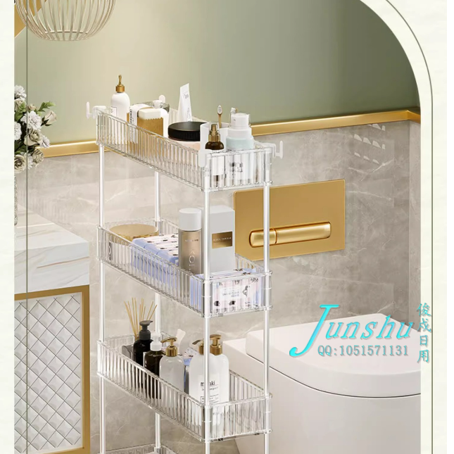 Kitchen snack and makeup cart storage rack, narrow edge floor-standing, movable storage rack for living room and bedroom full figure
