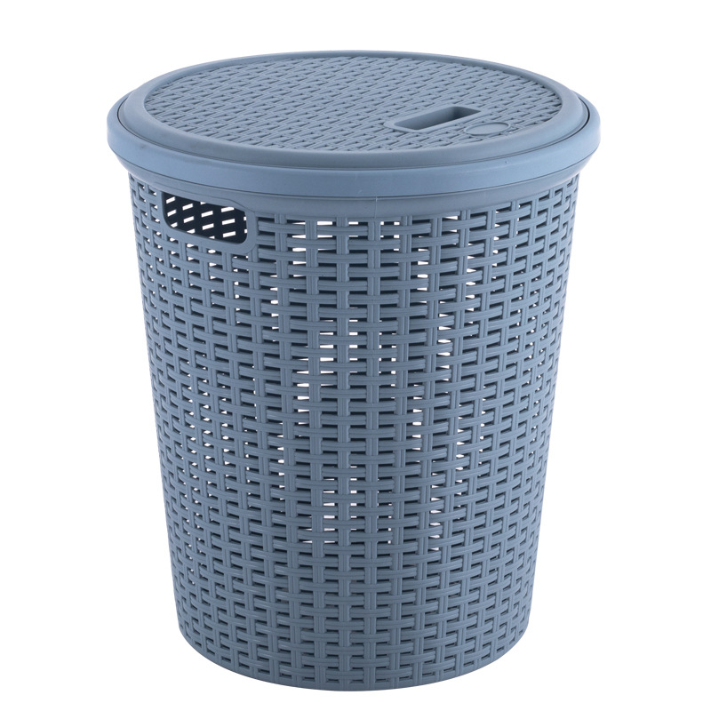 ins Woven imitation rattan Japanese-style dirty clothes basket, plastic laundry basket, bathroom dirty clothes storage basket, dirty clothes wastebasket Item Picture