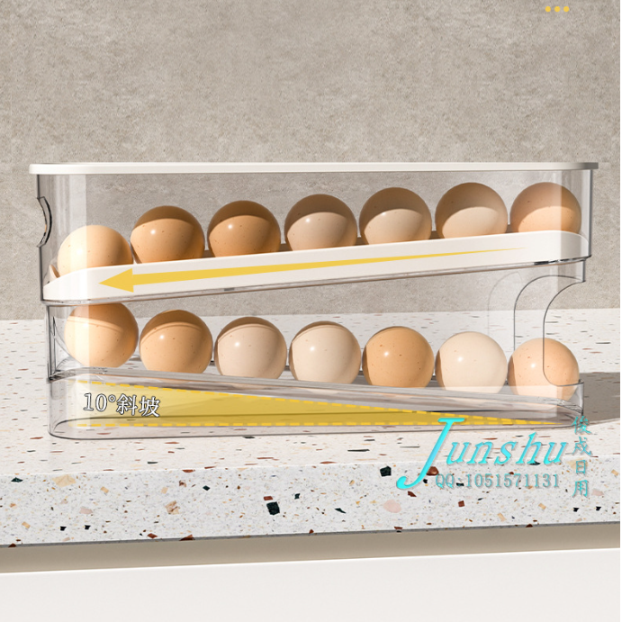 Household sliding egg box, refrigerator side door, automatic egg roller, anti-drop egg storage box Specification drawing