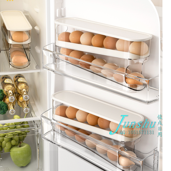 Household sliding egg box, refrigerator side door, automatic egg roller, anti-drop egg storage box details Picture