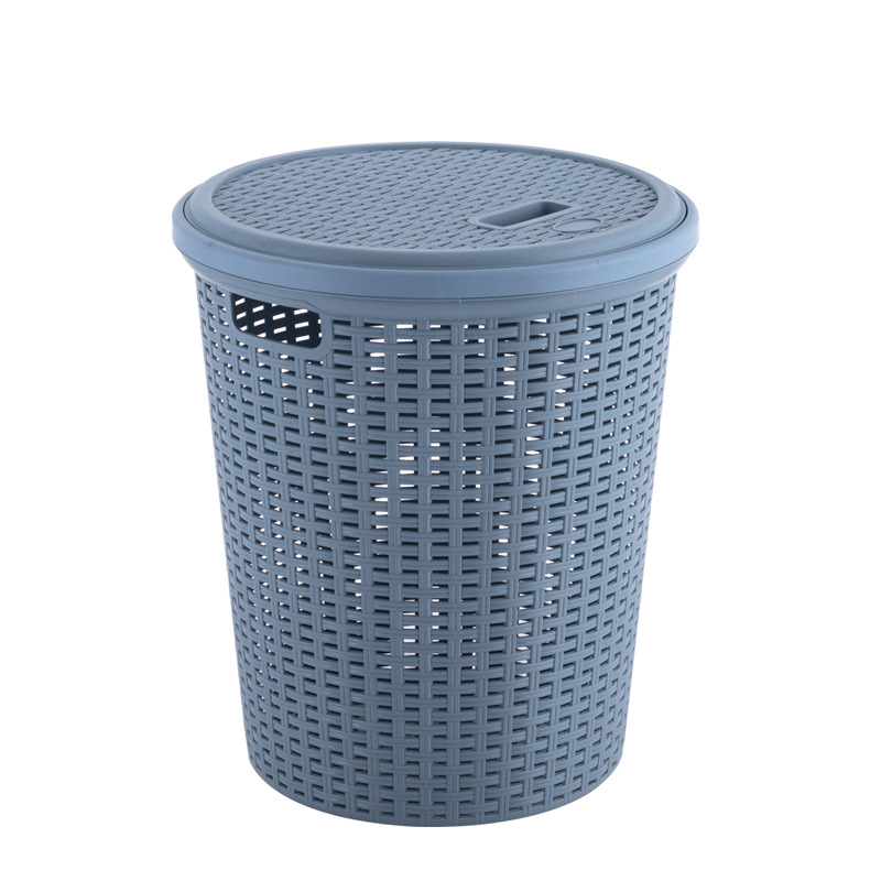 ins Woven imitation rattan Japanese-style dirty clothes basket, plastic laundry basket, bathroom dirty clothes storage basket, dirty clothes wastebasket Application Scenario