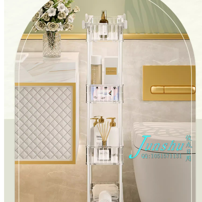 Kitchen snack and makeup cart storage rack, narrow edge floor-standing, movable storage rack for living room and bedroom details Picture