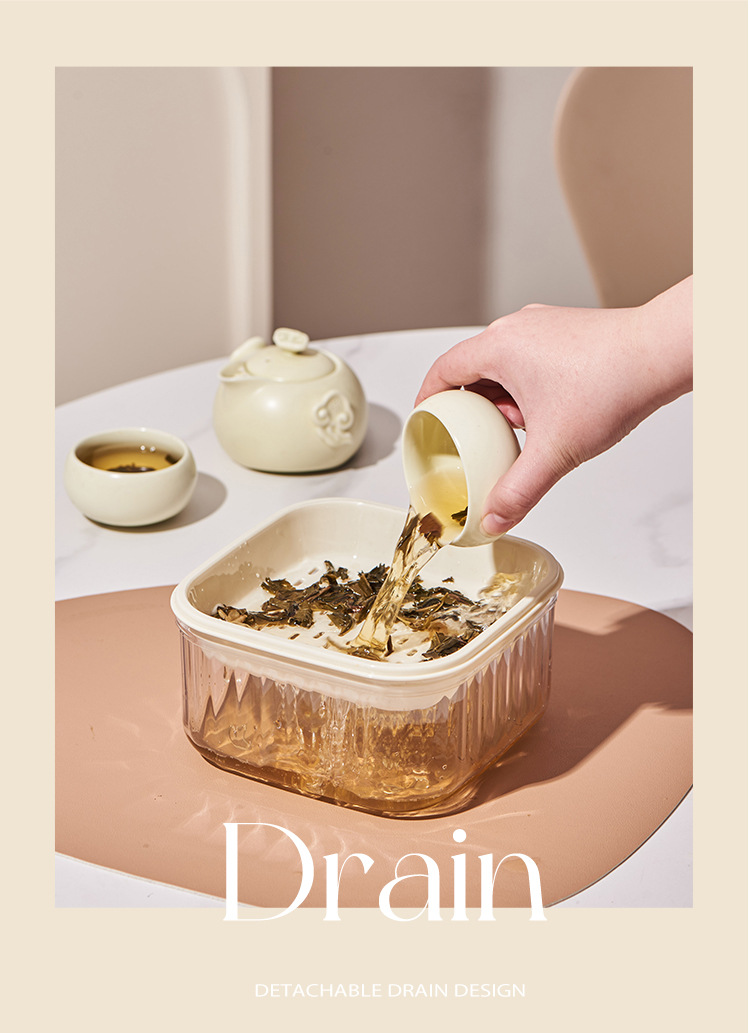 桌面茶水桶废水桶茶渣缸茶叶过滤垃圾桶迷你 茶渣桶干湿分离滤茶详情3