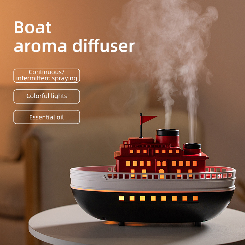 Ship humidifier, household large spray essential oil aroma diffuser, desktop aroma diffuser, ultrasonic double spray 5v aroma diffuser humidifier Application Scenario