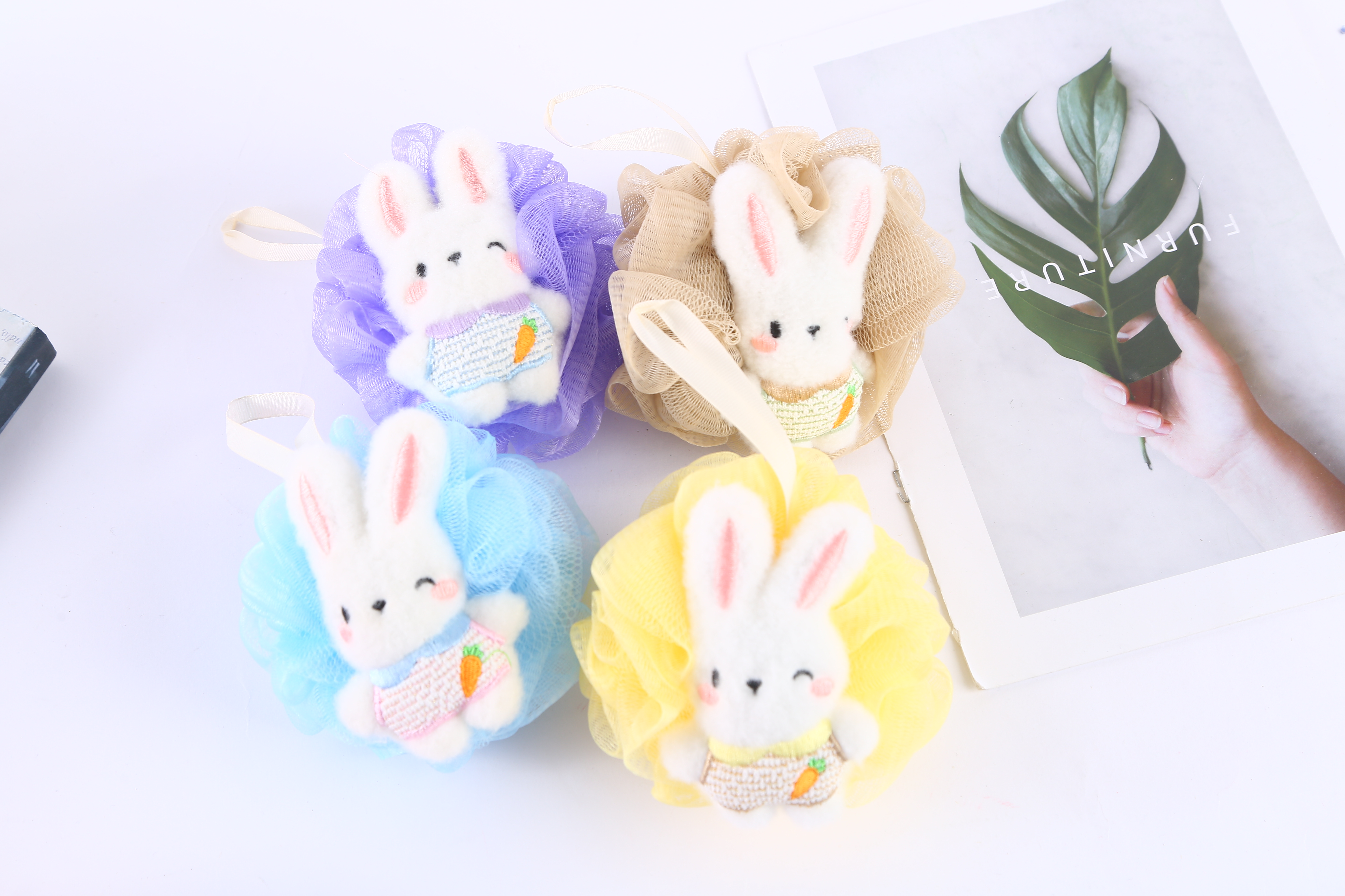 【 Qingzhi 】 Little Radish Rabbit Bath Balls, Bath Flowers, Skin Cleansing Factory Direct Sales, Quality guaranteed, Cute bath balls pic 1