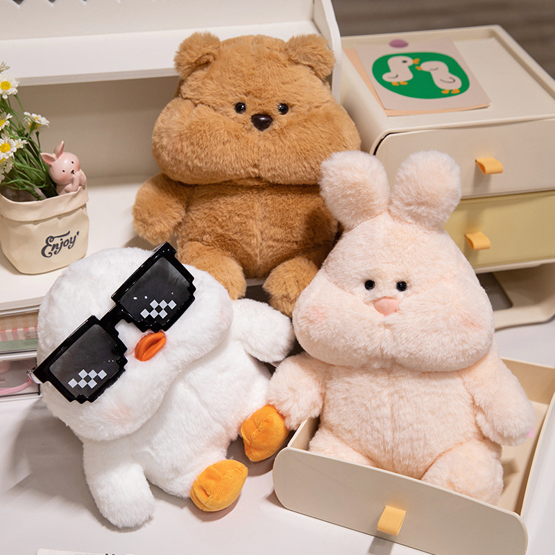 软萌卡通公仔毛绒兔子布娃娃女生抱枕跨境小熊儿童玩偶抱枕批发