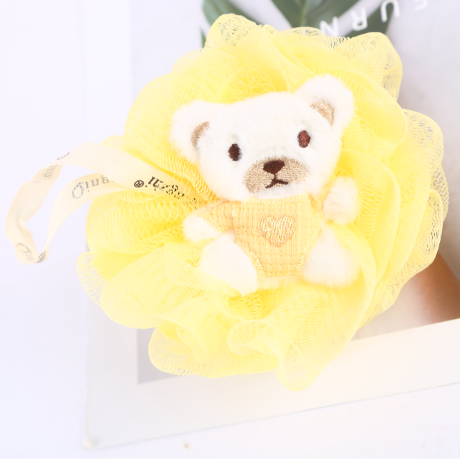 【 Qingzhi 】 Cute bath balls, embroidered rabbit and bear bath balls, bath flowers, skin cleansing factory direct sales, quality guaranteed Specification image