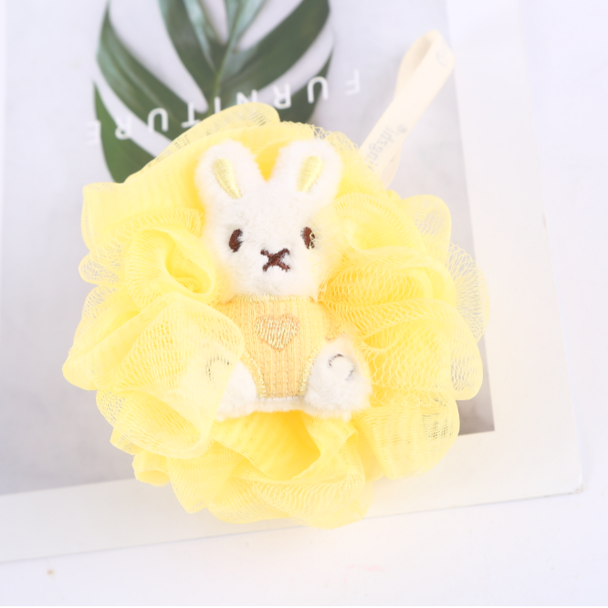 【 Qingzhi 】 Cute bath balls, embroidered rabbit and bear bath balls, bath flowers, skin cleansing factory direct sales, quality guaranteed Item Picture