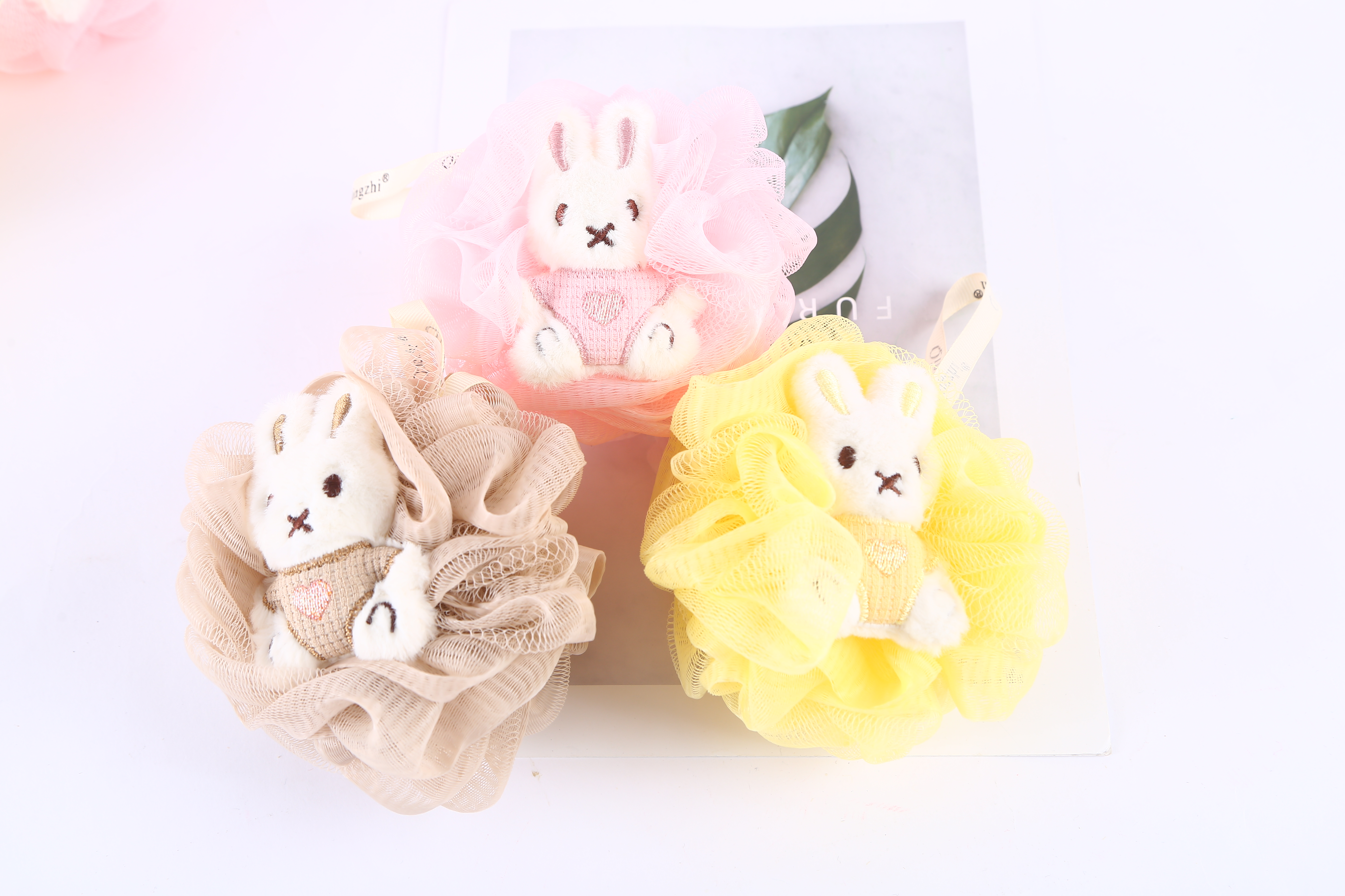 【 Qingzhi 】 Cute bath balls, embroidered rabbit and bear bath balls, bath flowers, skin cleansing factory direct sales, quality guaranteed pic 5
