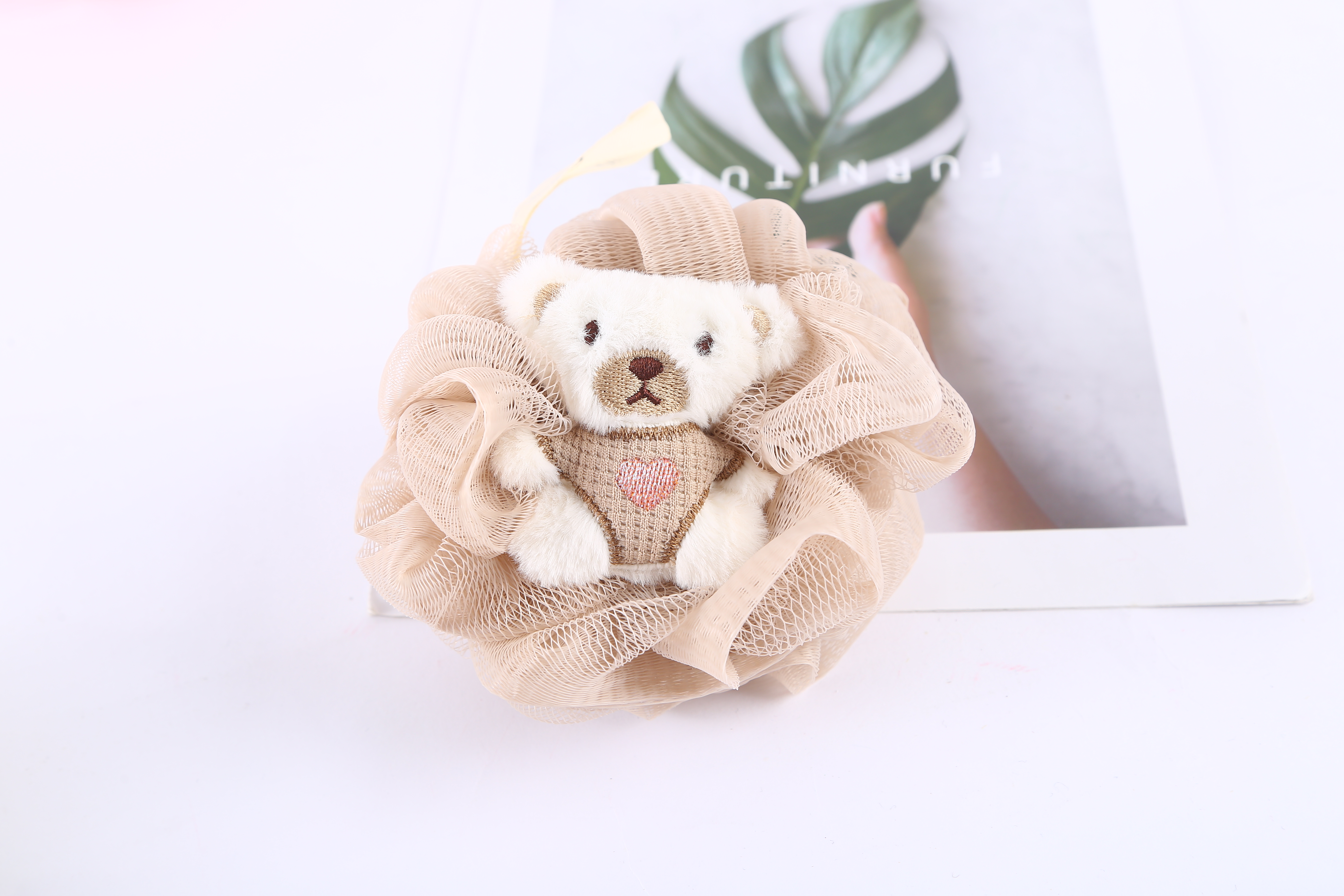 【 Qingzhi 】 Cute bath balls, embroidered rabbit and bear bath balls, bath flowers, skin cleansing factory direct sales, quality guaranteed pic 3