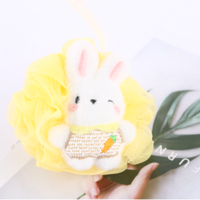 【 Qingzhi 】 Little Radish Rabbit Bath Balls, Bath Flowers, Skin Cleansing Factory Direct Sales, Quality guaranteed, Cute bath balls Application Scenario