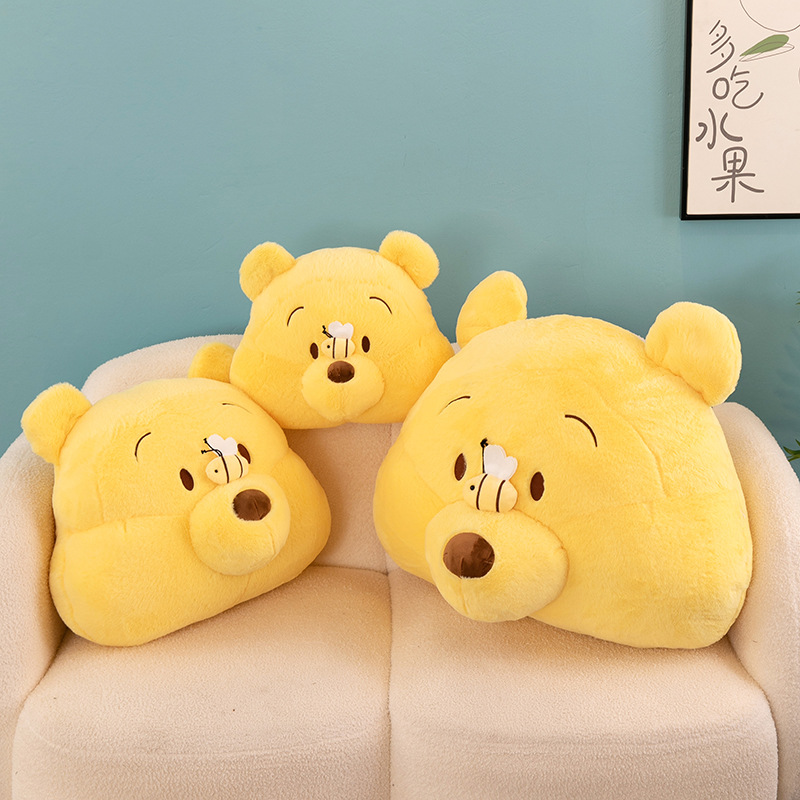 跨境可爱蜜蜂熊床头靠枕批发毛绒玩具抱枕剪刀机布娃娃生日礼品