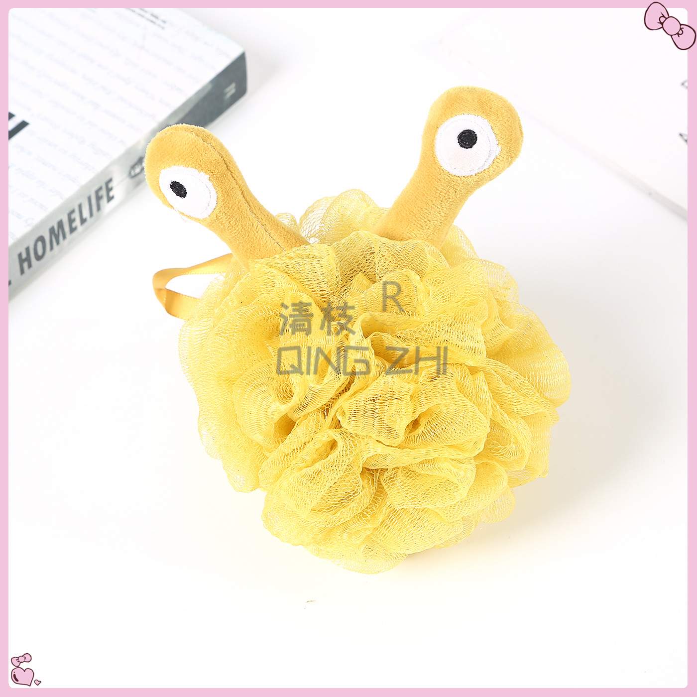 【 Qingzhi 】 Bath Ball for Girls and children, Bubble bath flower, back rub, super soft, the same style as Xiaohongshu bath ball, Little monster eyes pic 5