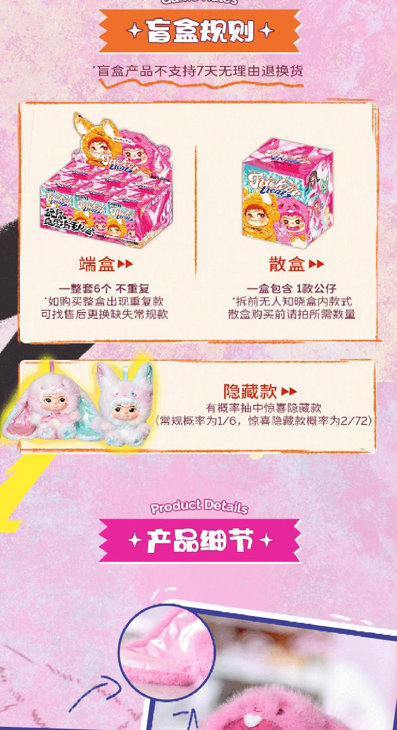 正版WAKUKU哇库库兔兔&狐狐系列盲盒潮玩周边手办桌面摆件批发详情5