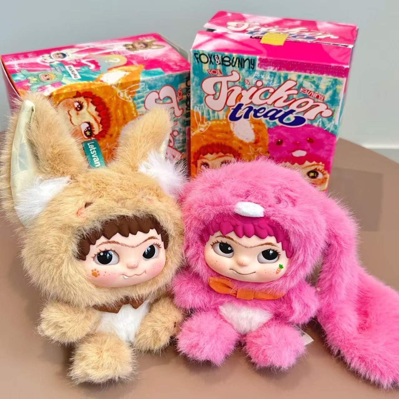 正版兔WA现货捣蛋系列搪胶日记狐狐兔摆件盲盒KU毛绒娃娃二代KU