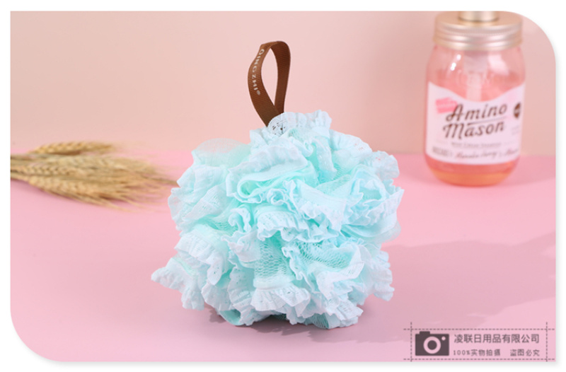 【 Qingzhi 】 Multi-color bath balls with lashing design, bath balls, bath flowers, scrubbing and foaming bath flowers, 55g lace trim pic 11