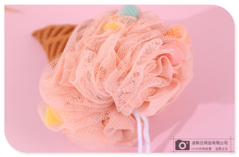【 Qingzhi 】 Playful and cute decoration, skin-friendly and soft bath ball, high-density mesh scrub bath flower, 60g ice cream cone sponge pic 11