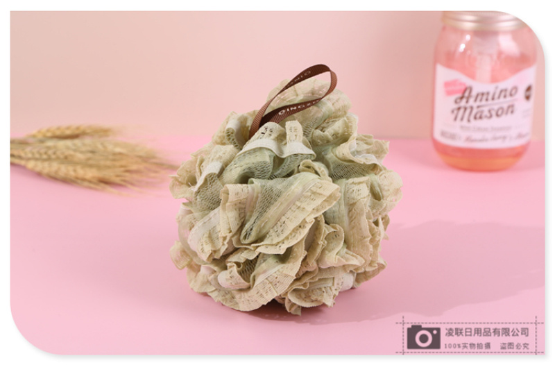 【 Qingzhi 】 Multi-color bath balls with lashing design, bath balls, bath flowers, scrubbing and foaming bath flowers, 55g lace trim pic 10