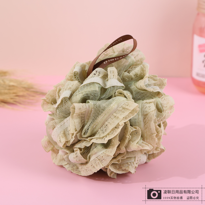 【 Qingzhi 】 Multi-color bath balls with lashing design, bath balls, bath flowers, scrubbing and foaming bath flowers, 55g lace trim Specification image