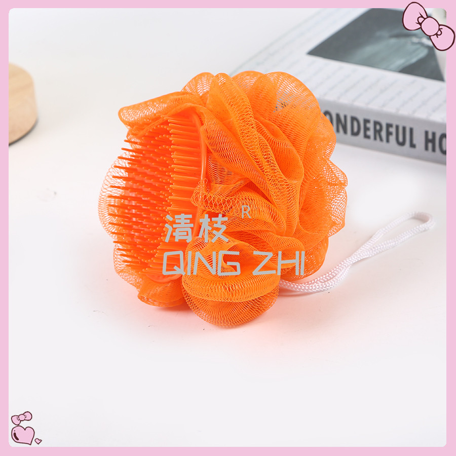 【 Qingzhi 】 Factory direct sale of large-sized Japanese single-color bath massage head brush, bath flower scrubbing, back rubbing, 40g color bath balls Specification image