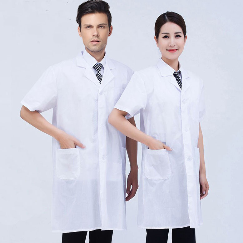 白大褂短袖服夏季薄款学生实验服白大褂子药店食品厂工作服