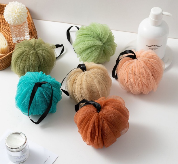 【 Qingzhi 】 Amazon 60g Super Large Pumpkin Bath Flower thickened Foot Bath Super Soft Bath Ball direct supply from the manufacturer, Japanese style pic 1