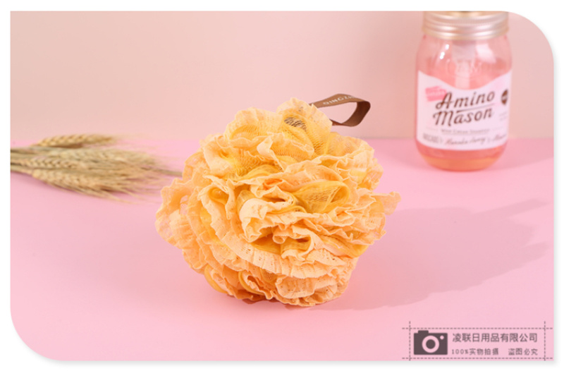 【 Qingzhi 】 Multi-color bath balls with lashing design, bath balls, bath flowers, scrubbing and foaming bath flowers, 55g lace trim pic 9