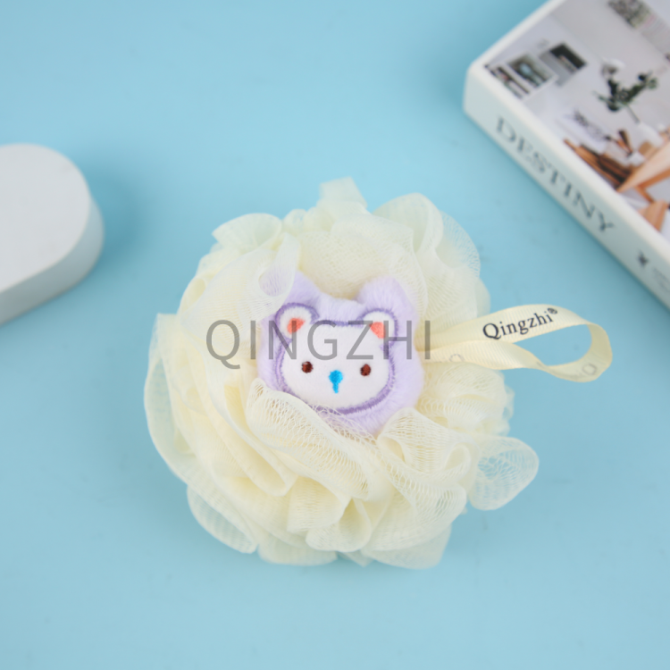 【 Qingzhi 】 Rabbit Fur Bear Cartoon Bath Balls and bath flowers Factory direct sales, large quantities of foaming bath products for cleaning the skin, children's bath balls details Picture