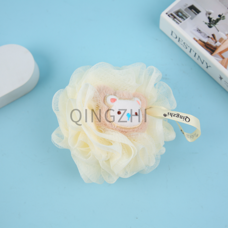 【 Qingzhi 】 Rabbit Fur Bear Cartoon Bath Balls and bath flowers Factory direct sales, large quantities of foaming bath products for cleaning the skin, children's bath balls