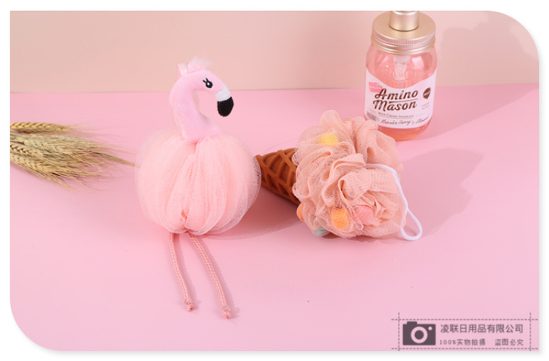 【 Qingzhi 】 Playful and cute decoration, skin-friendly and soft bath ball, high-density mesh scrub bath flower, 60g ice cream cone sponge pic 8