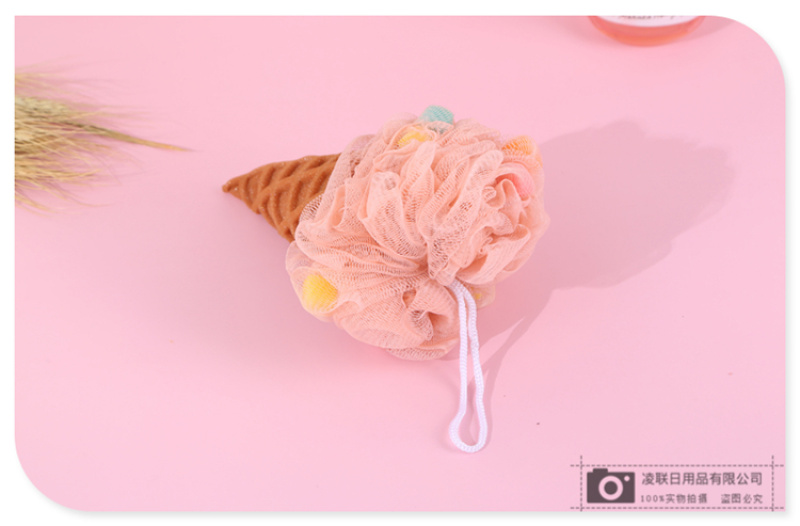 【 Qingzhi 】 Playful and cute decoration, skin-friendly and soft bath ball, high-density mesh scrub bath flower, 60g ice cream cone sponge pic 10