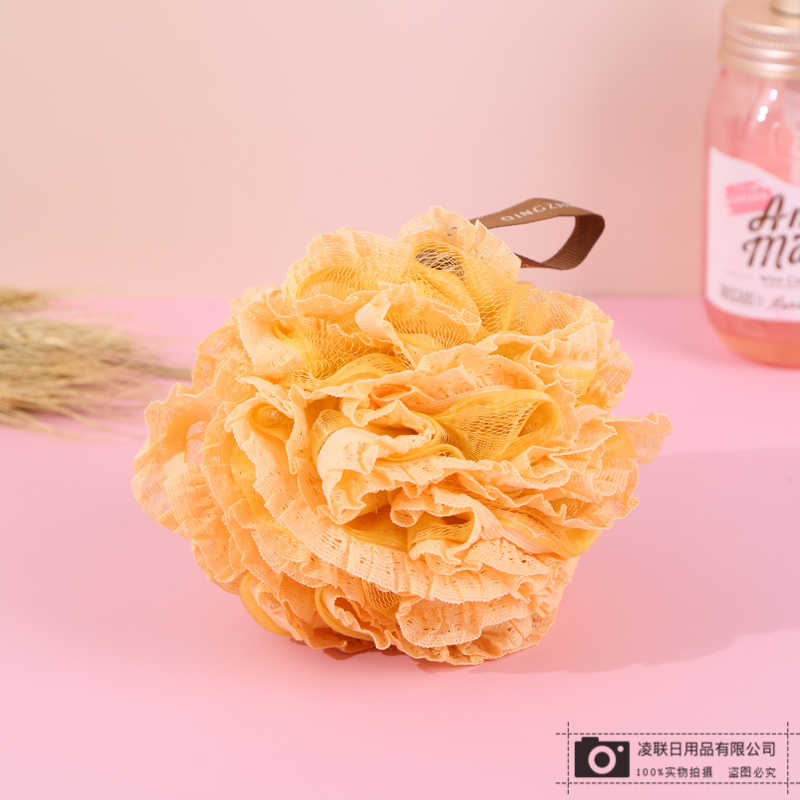 【 Qingzhi 】 Multi-color bath balls with lashing design, bath balls, bath flowers, scrubbing and foaming bath flowers, 55g lace trim Application Scenario