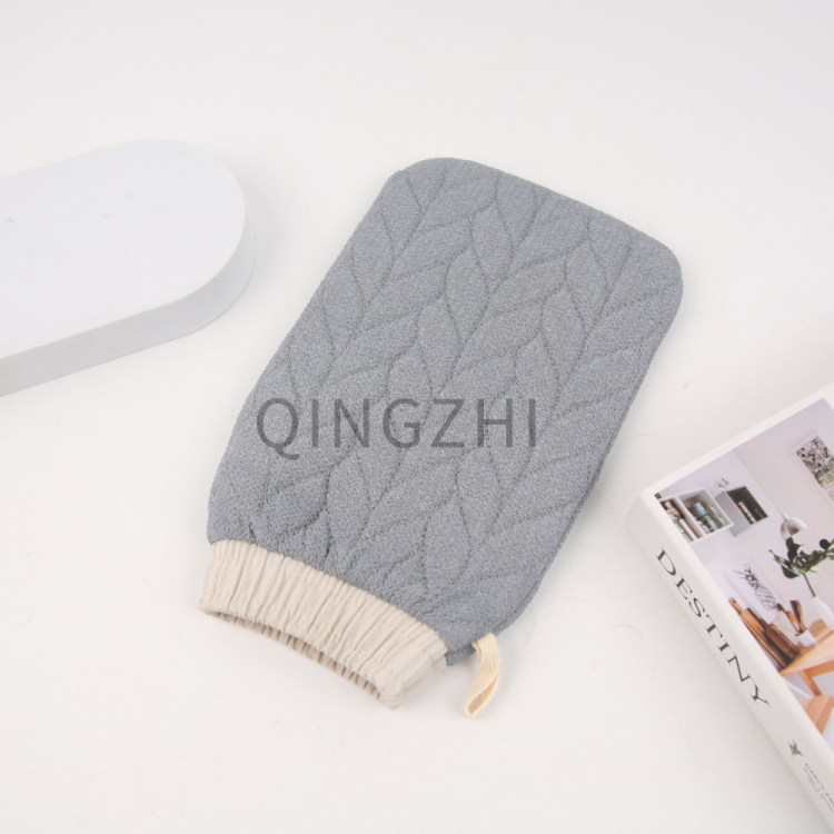 【 Qingzhi 】 Leaf embroidered pattern bath towel, a perfect scrubbing tool for the back, a household powerful back scrubbing bath towel, coarse sand for scrubbing mud Specification image
