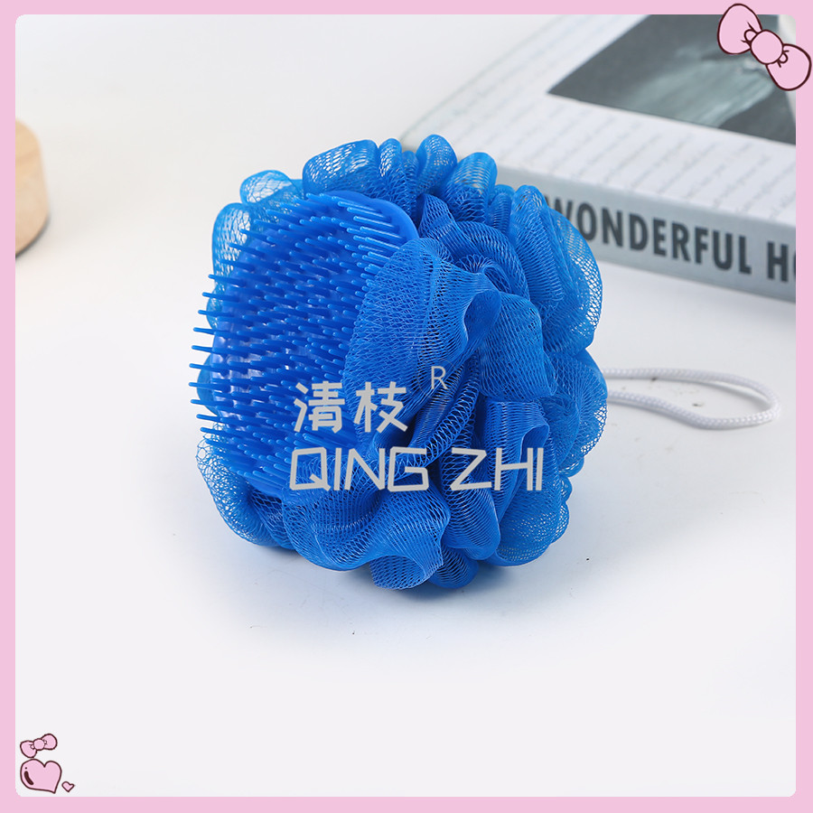 【 Qingzhi 】 Factory direct sale of large-sized Japanese single-color bath massage head brush, bath flower scrubbing, back rubbing, 40g color bath balls details Picture