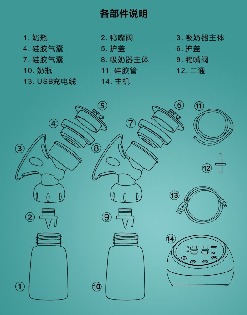 跨境充电款电动全自动吸奶器家用母婴用品母乳收集器breast pump详情10