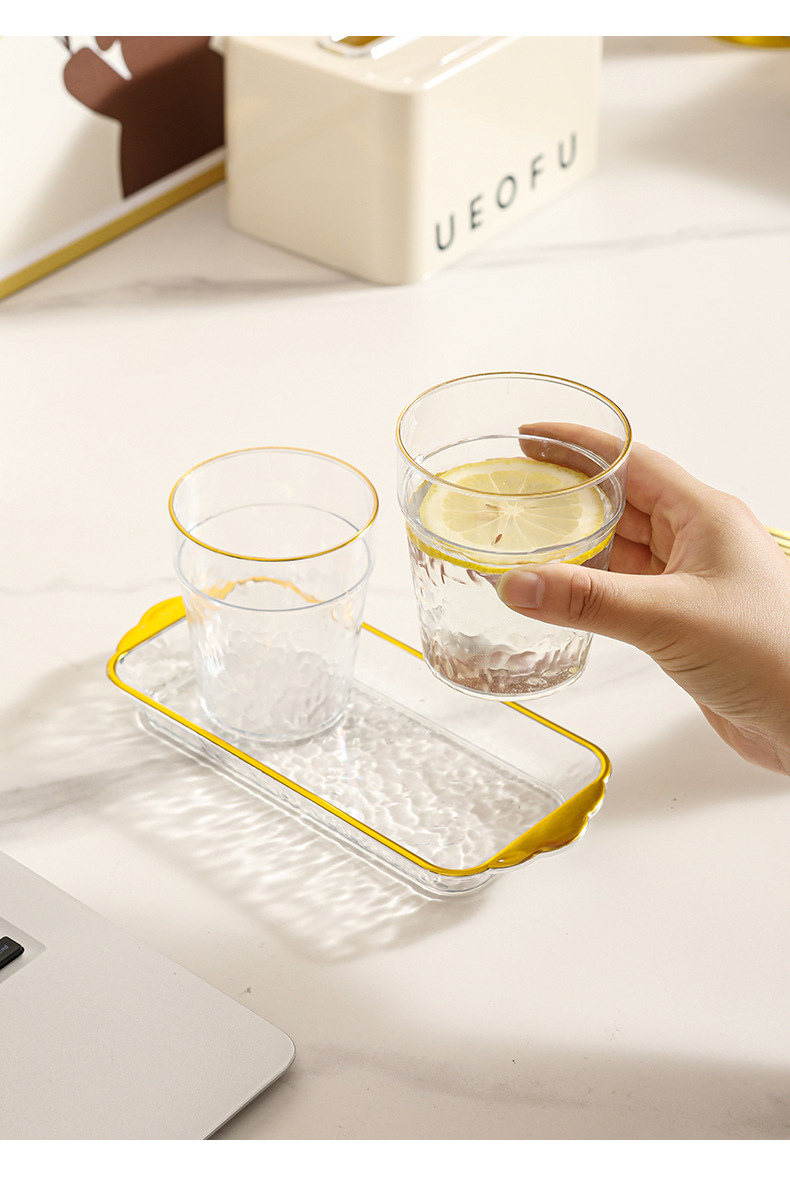 加厚pet冷水壶杯家用商务大容量托盘套装水杯透明果汁杯详情13