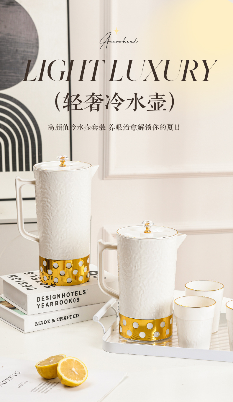 夏季高颜值凉水壶冷水壶家用居家餐饮便携水壶套装水壶果汁壶PET详情1
