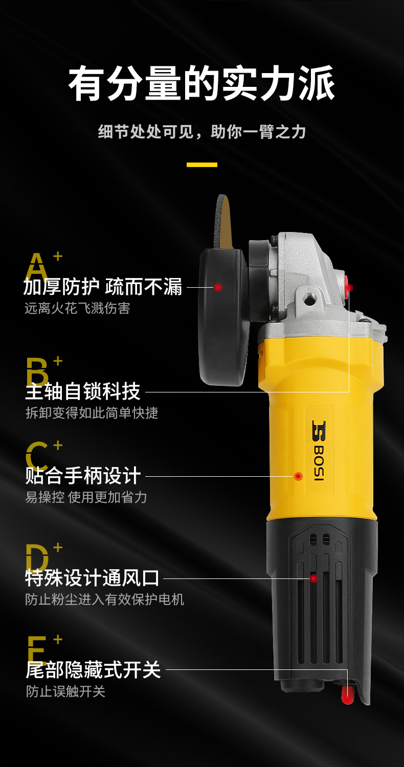 波斯多功能家用手磨抛光打磨切割切磨机角磨机手砂轮工具 磨光机详情8